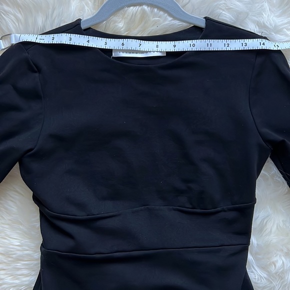 Susana Monaco Open Back Sexy Little Black Short Sleeve Stretch Mini Dress M 6 8 - Picture 6 of 12